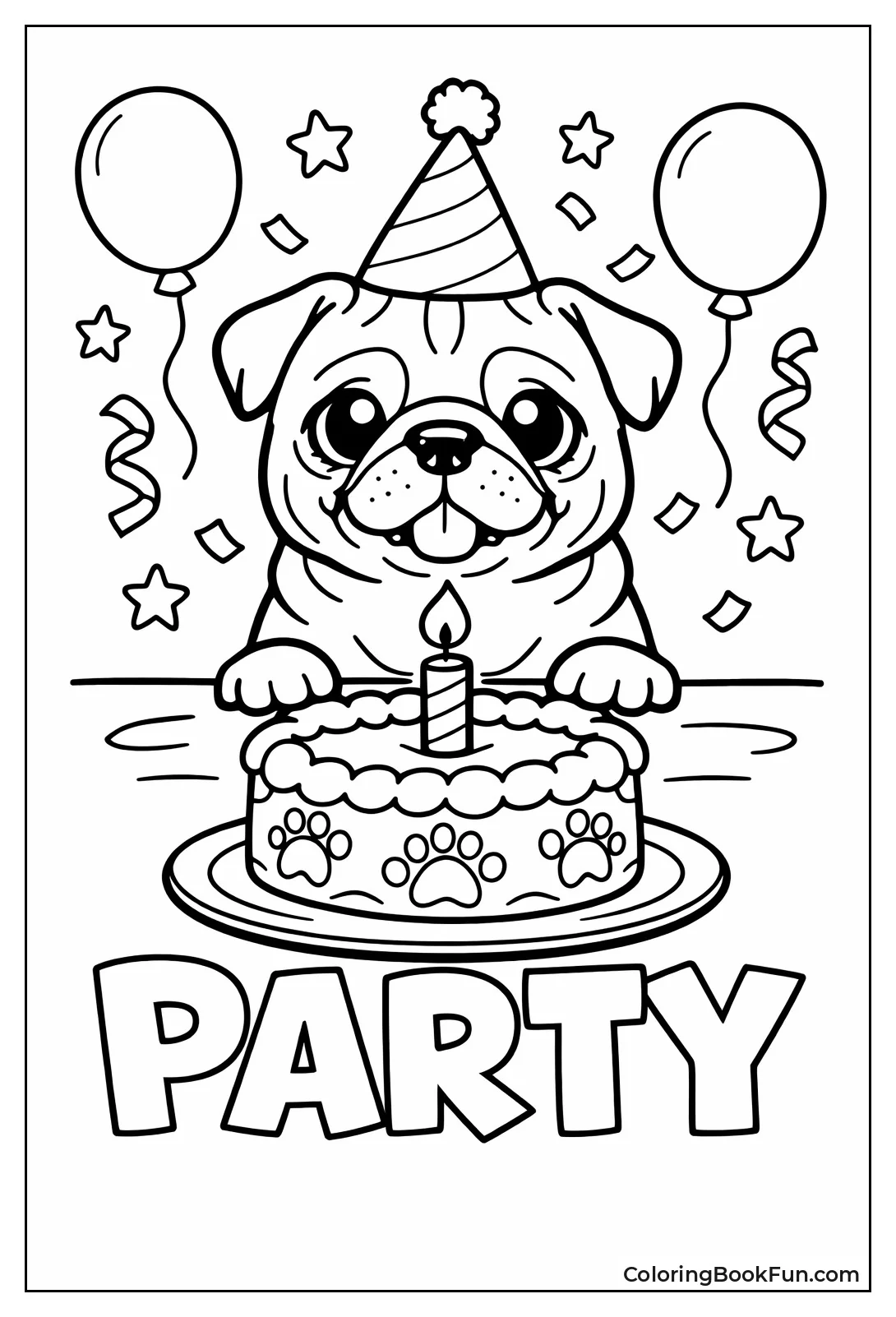 Pug Wearing Party Hat