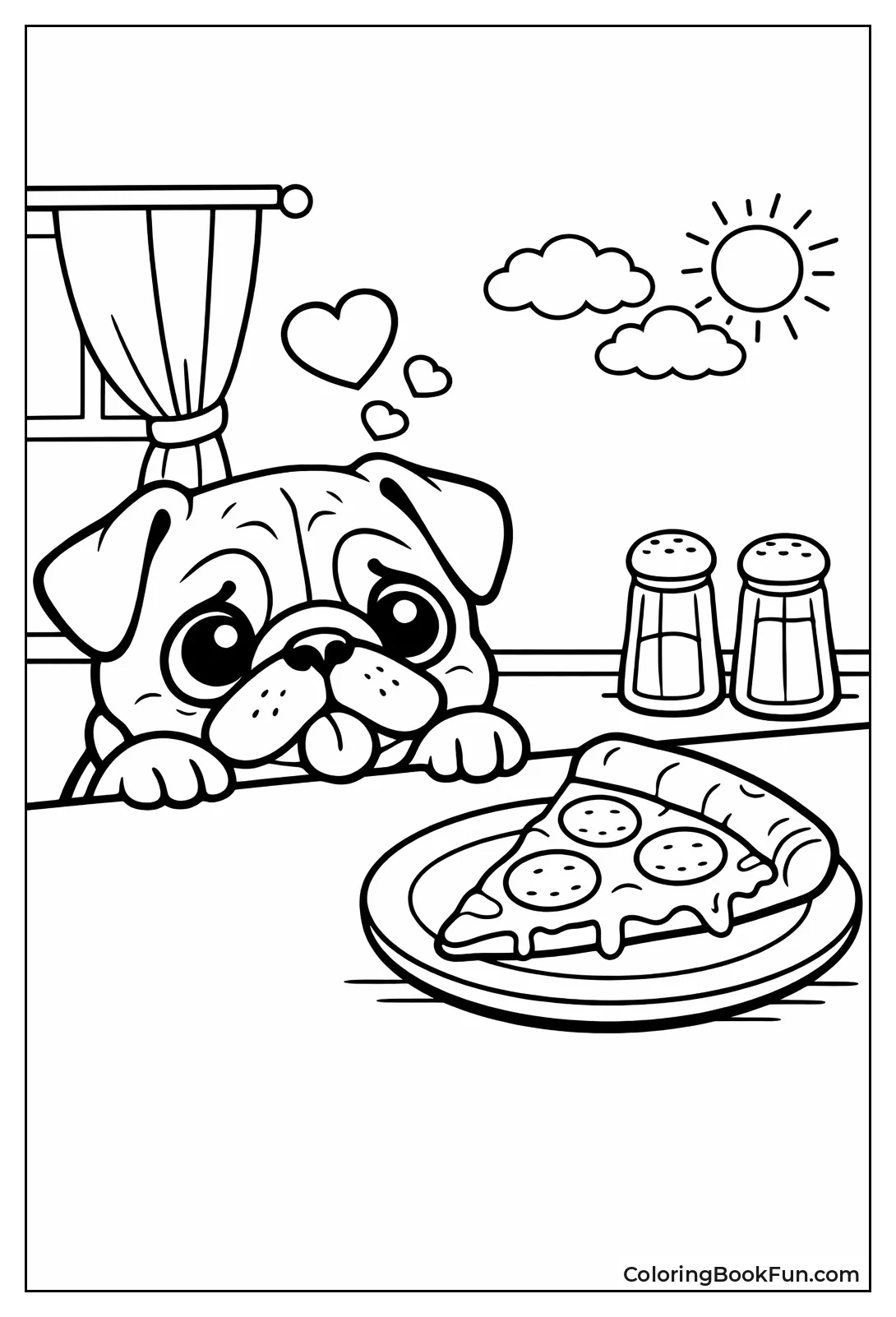 Pug Staring at Pizza