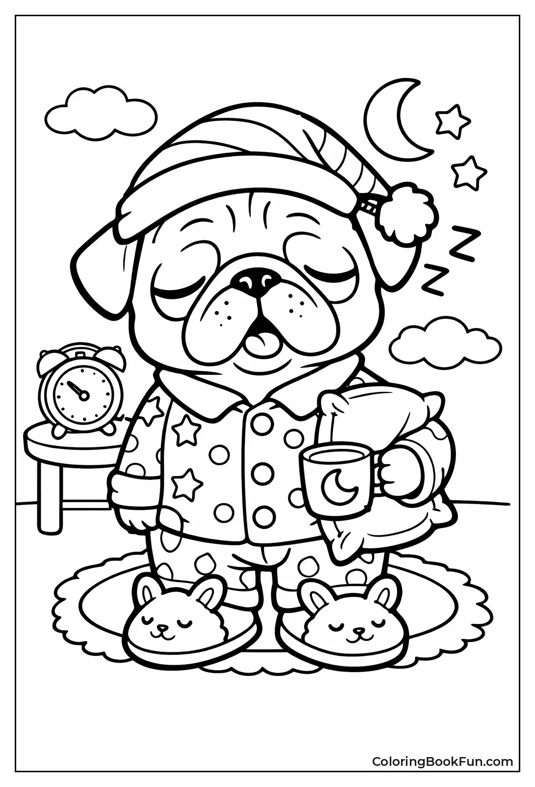 Pug Sleeps in Cozy Pajamas