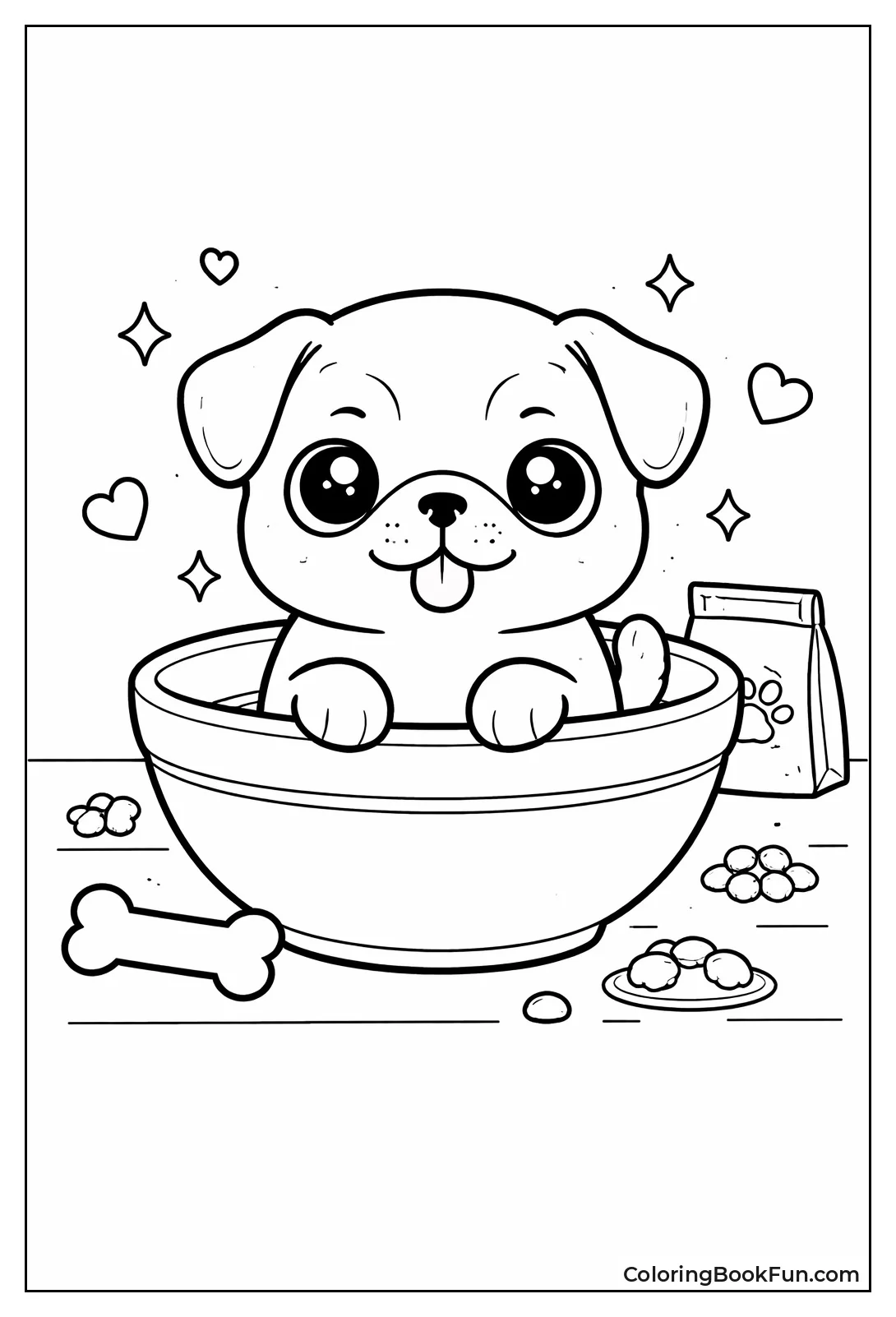 Puppy Pug in Bowl
