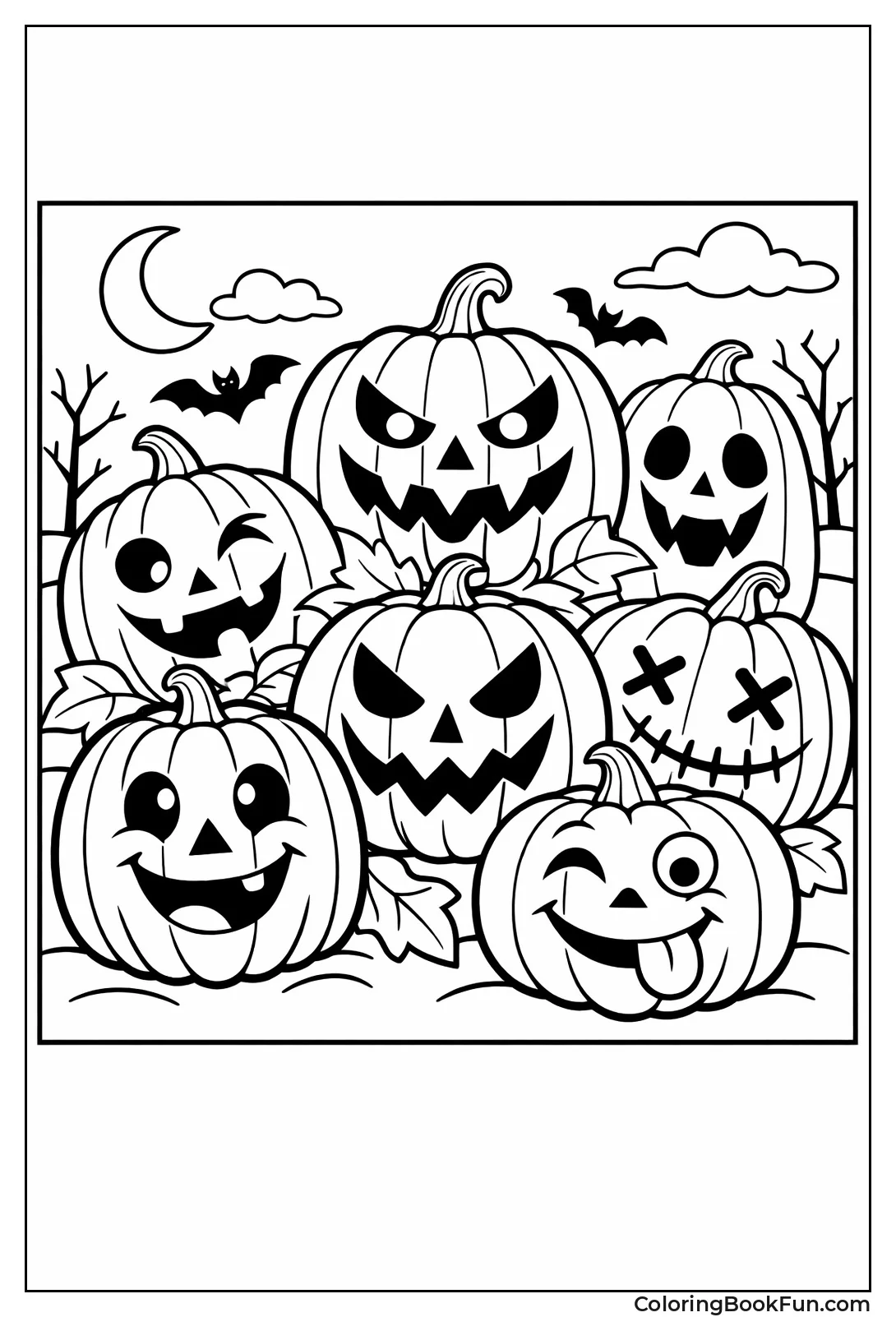 Different Carved Pumpkin Faces