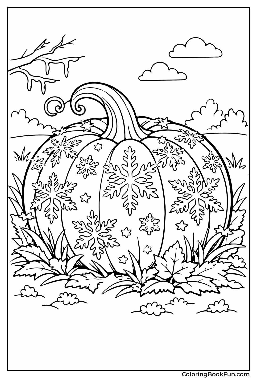 Frosty Pumpkin in Garden