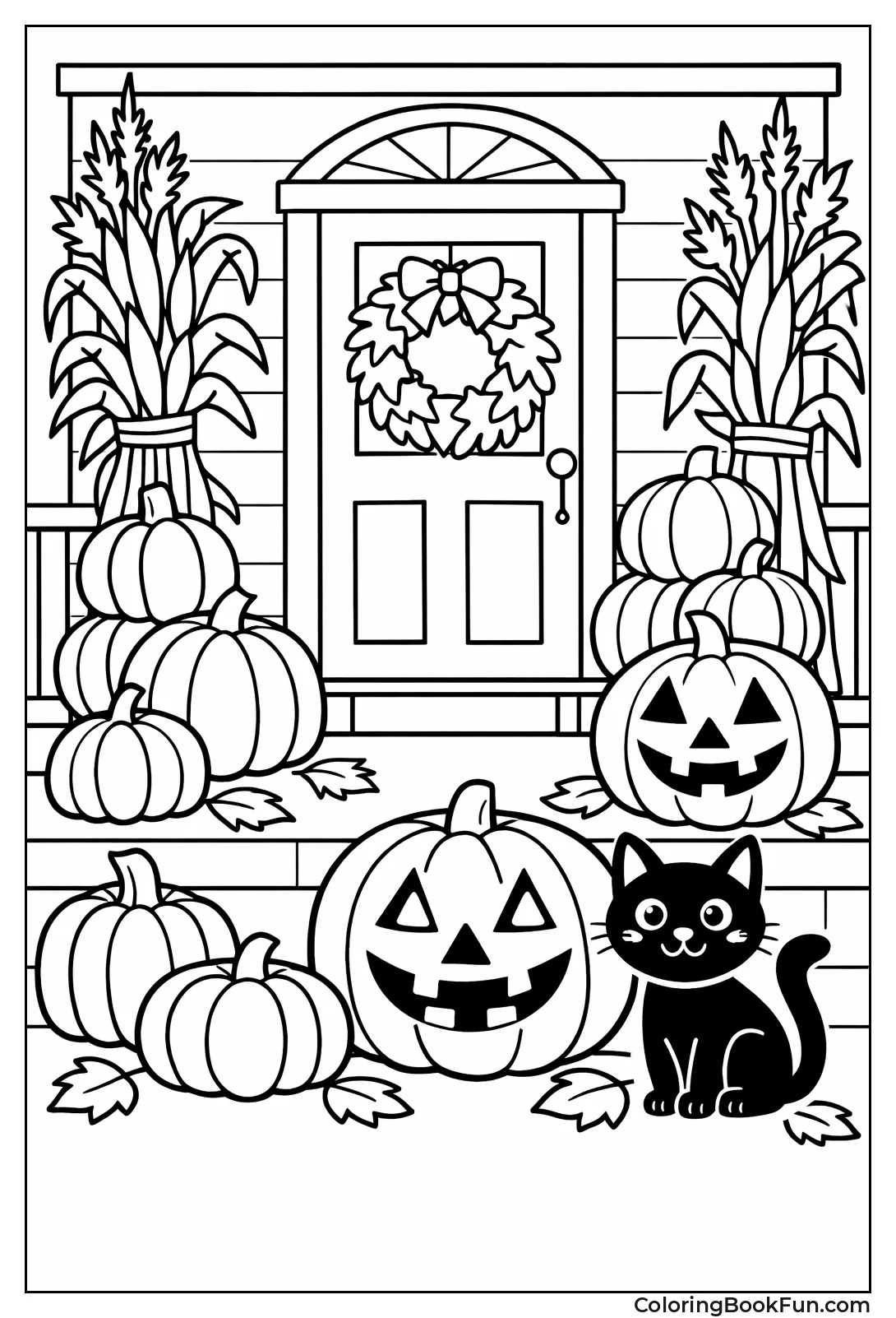 Porch with Stacked Pumpkins