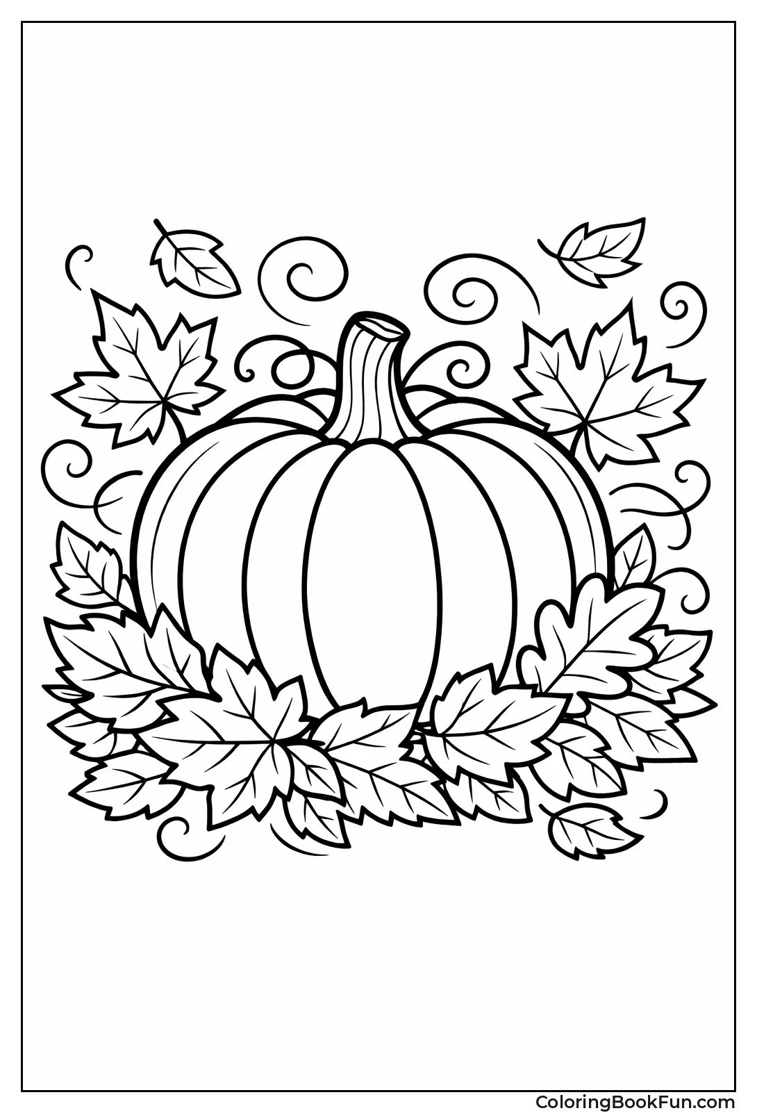 Pumpkin among Autumn Leaves