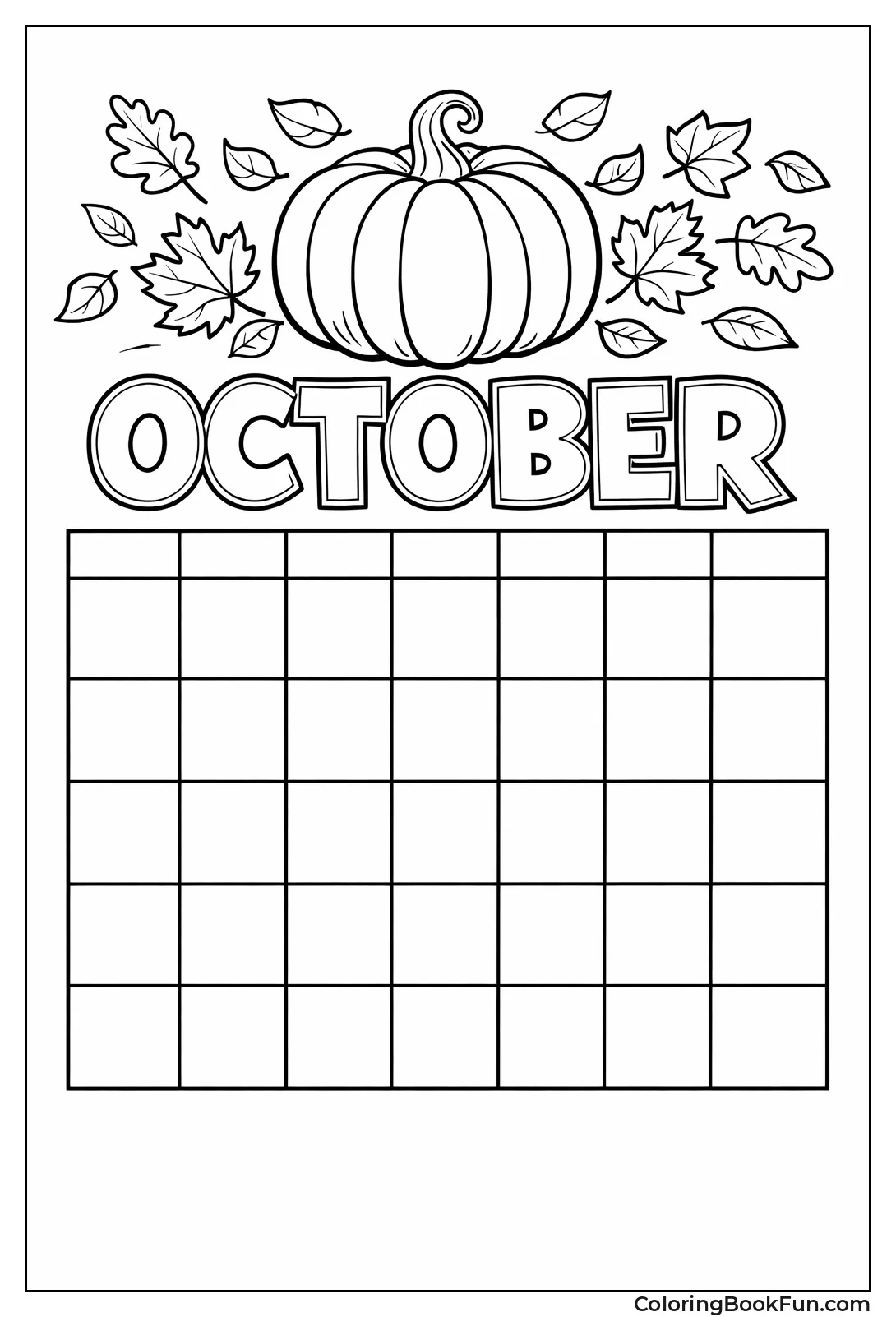 October Calendar with Pumpkin