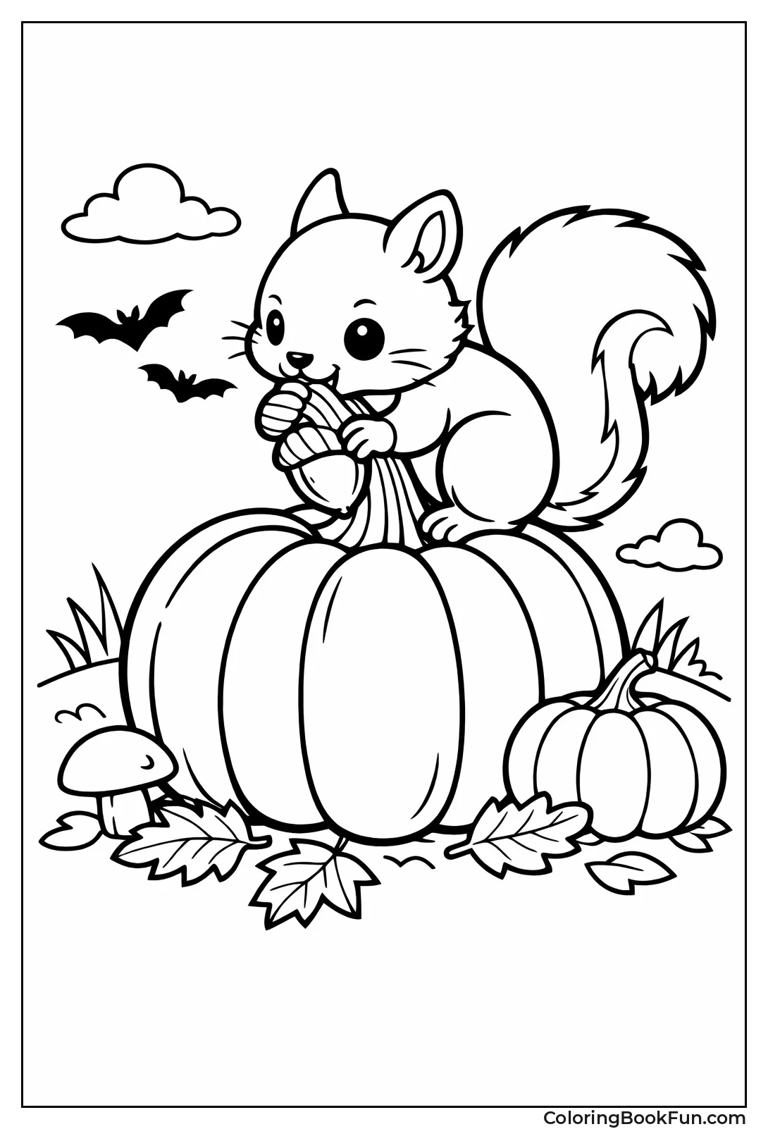 Squirrel on Pumpkin Stem