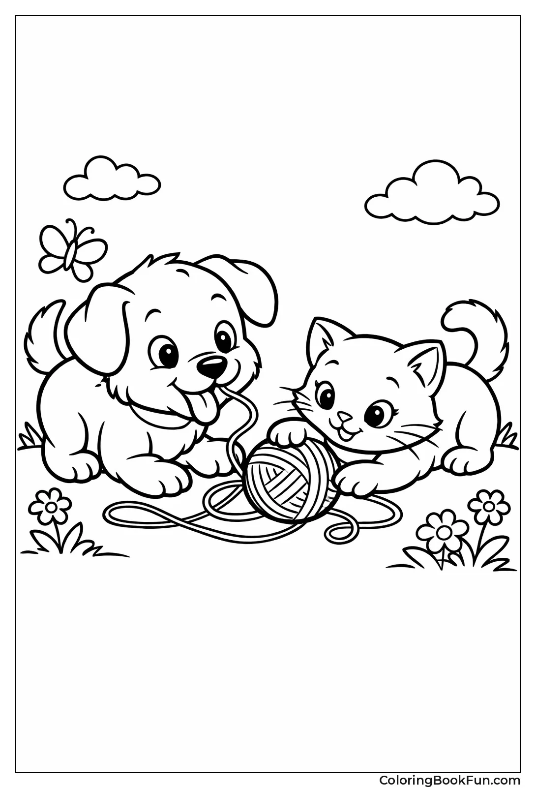 Puppy and Kitten Playing Together