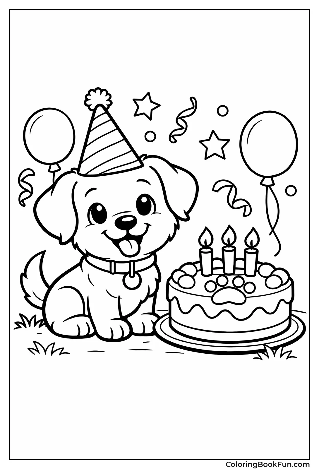 Puppy Wearing Birthday Party Hat