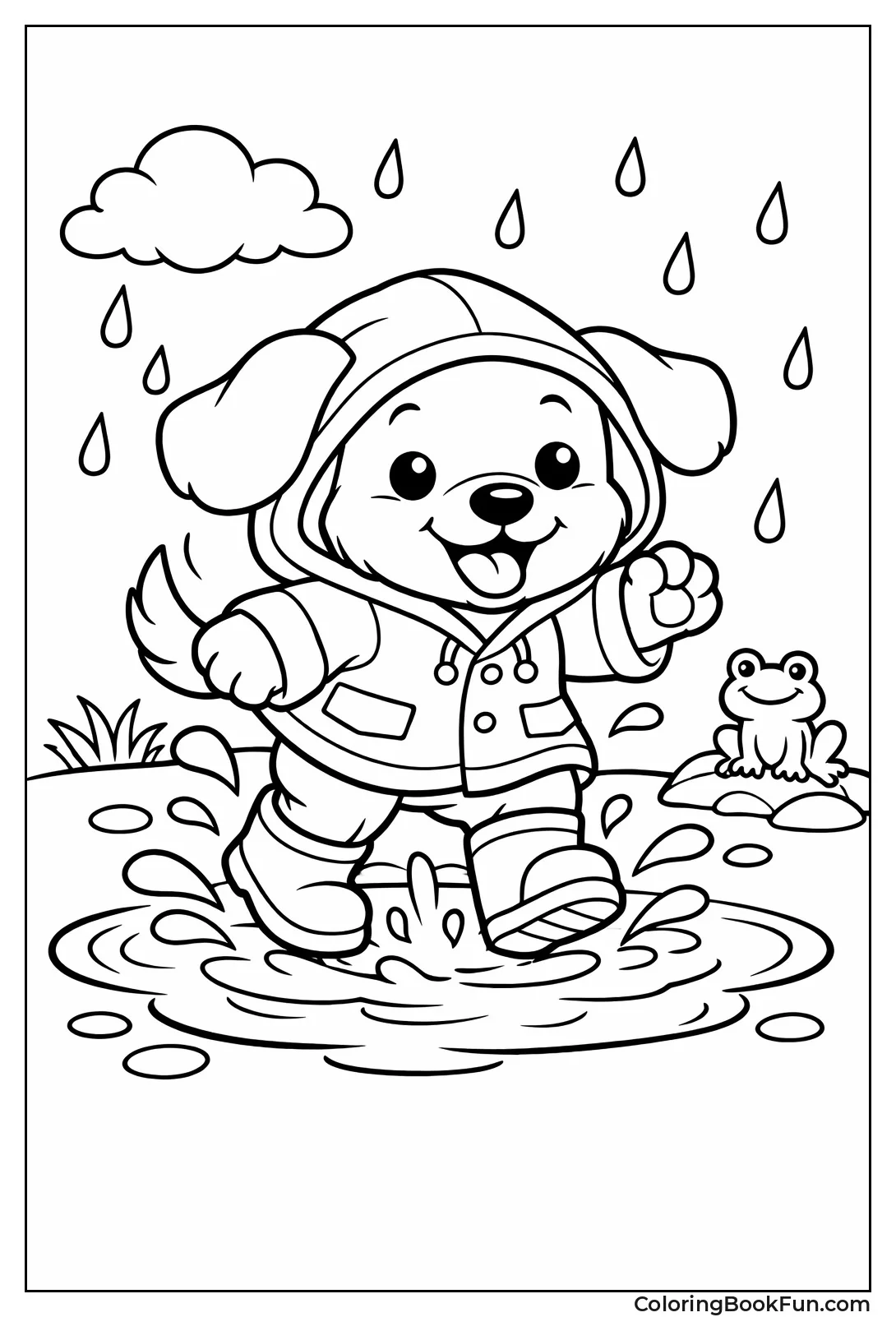 Puppy Splashing in Rain Puddles