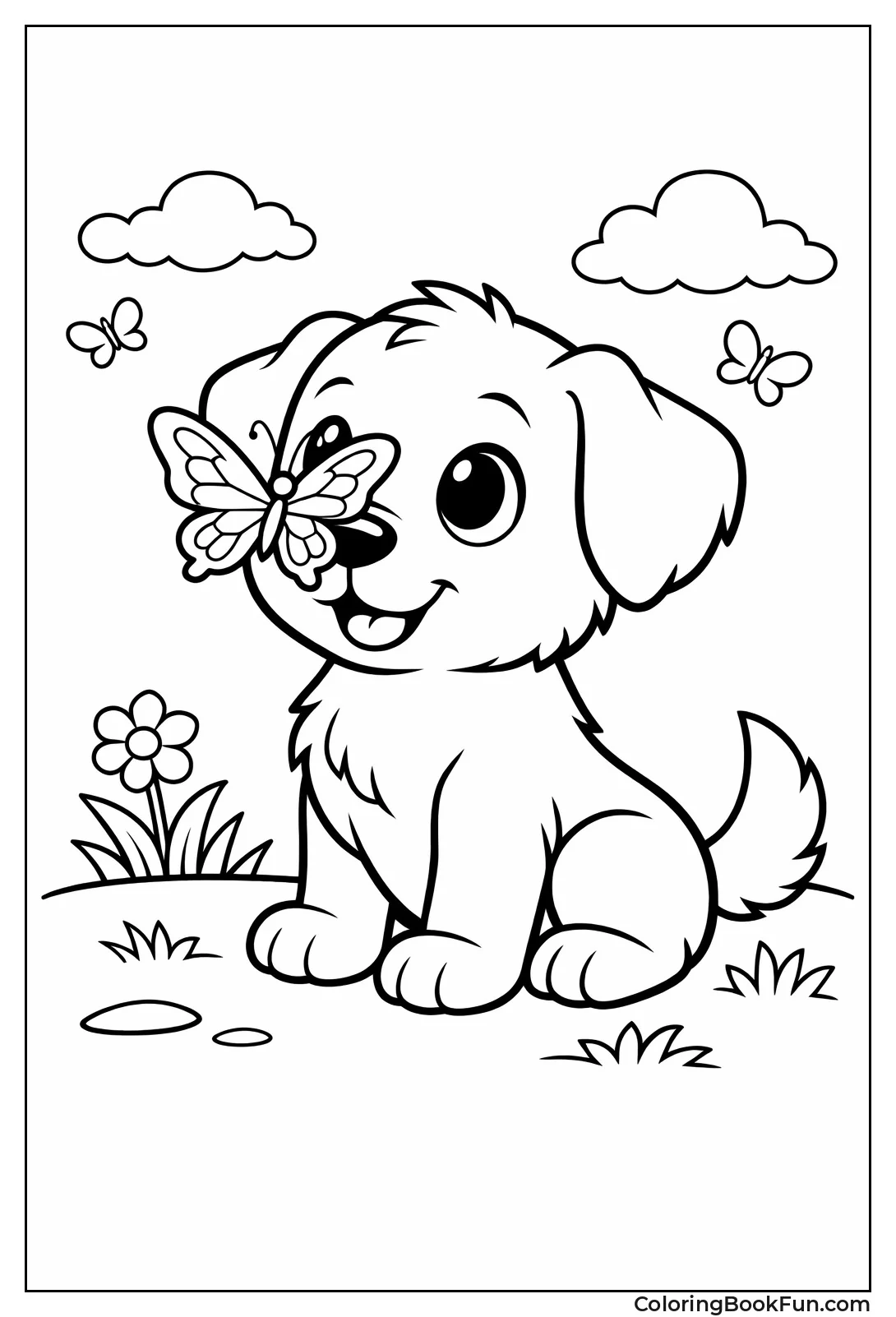 Butterfly Landing on Puppy Nose