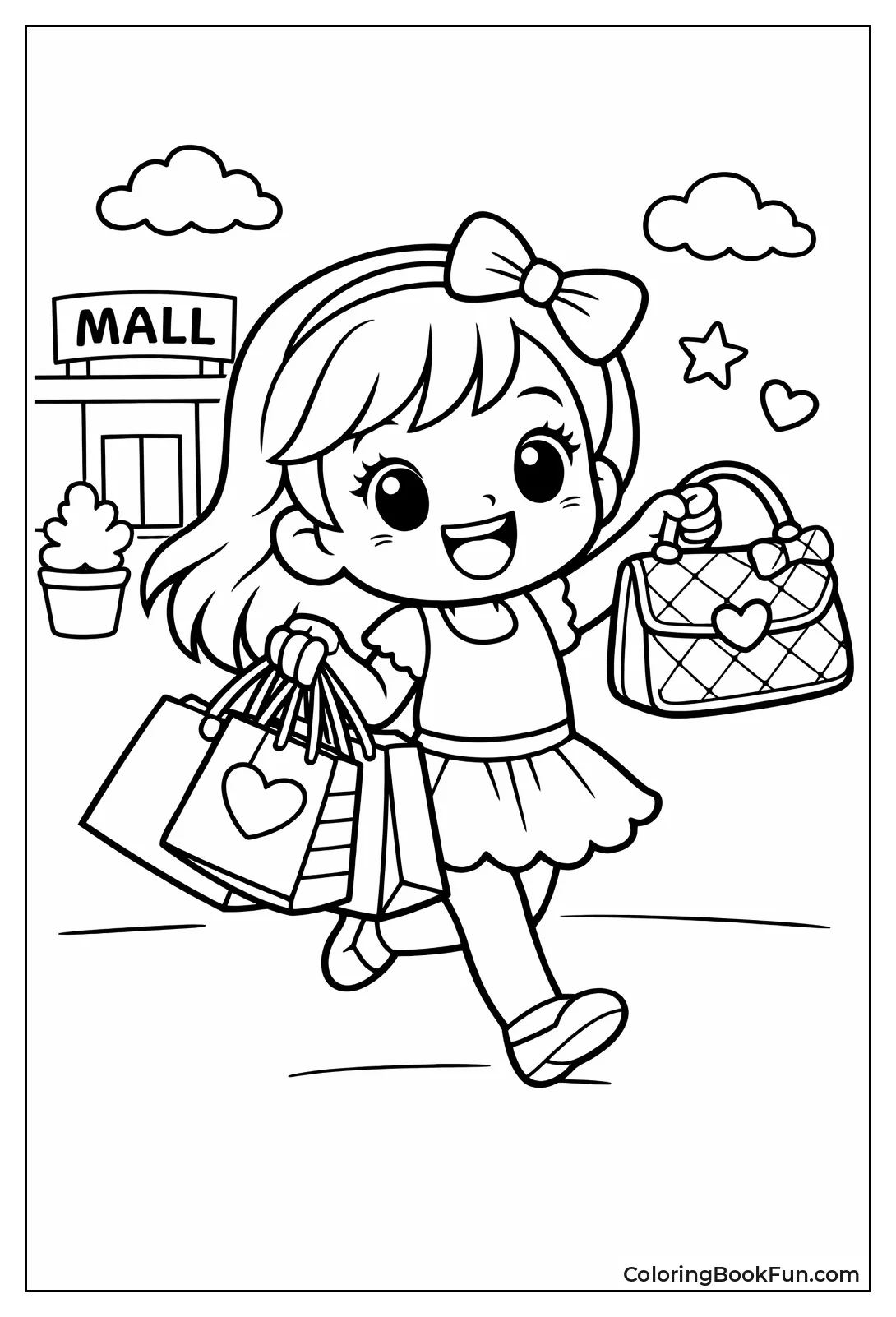 Girl Carries Purse and Bags