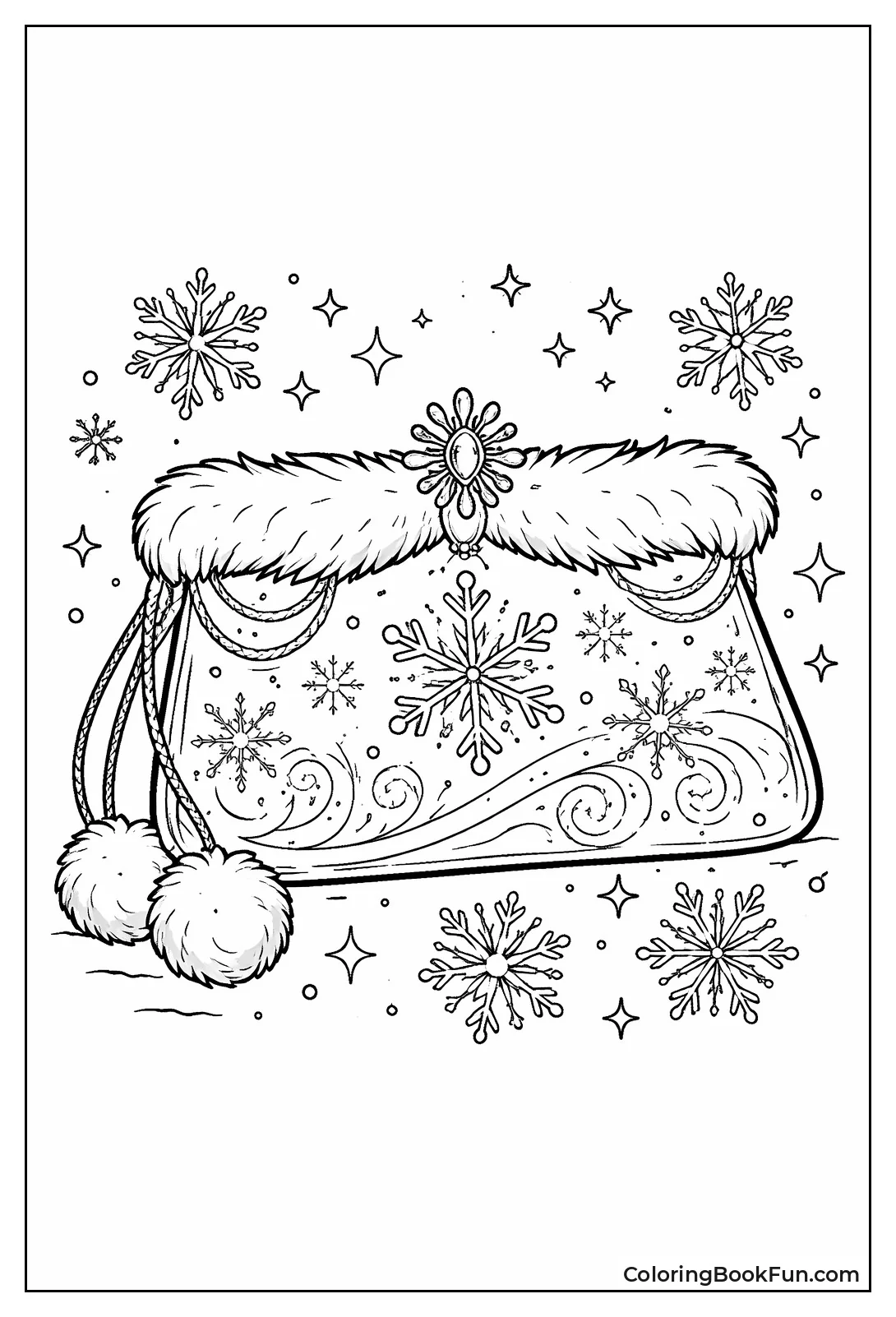 Fur Clutch with Snowflakes