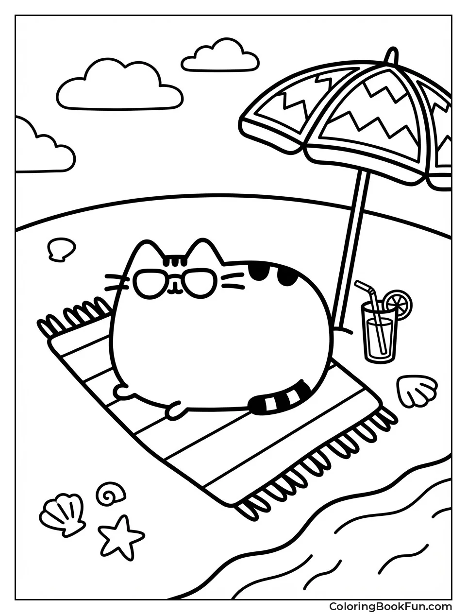 Pusheen Relaxing at Beach