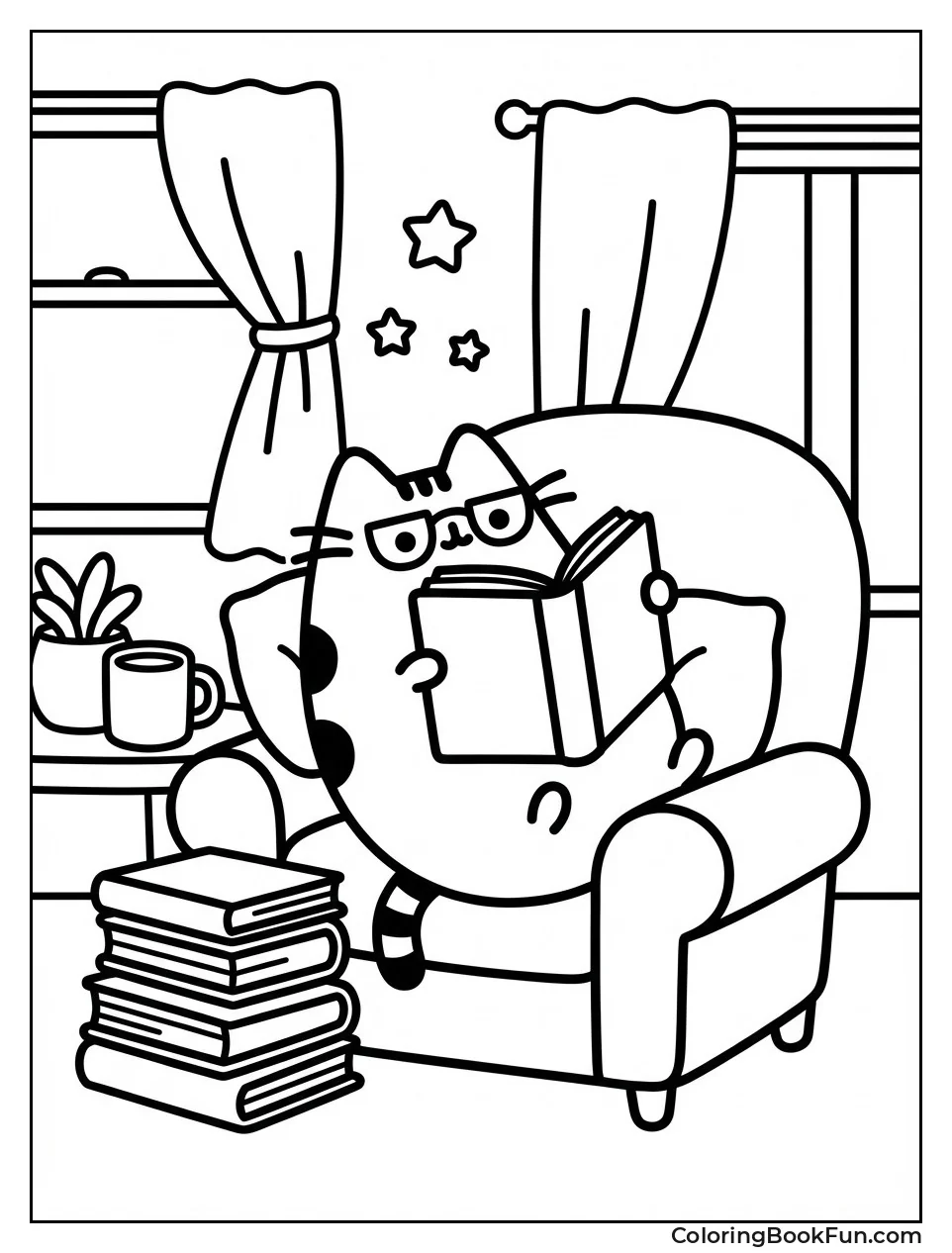 Pusheen Reading Book