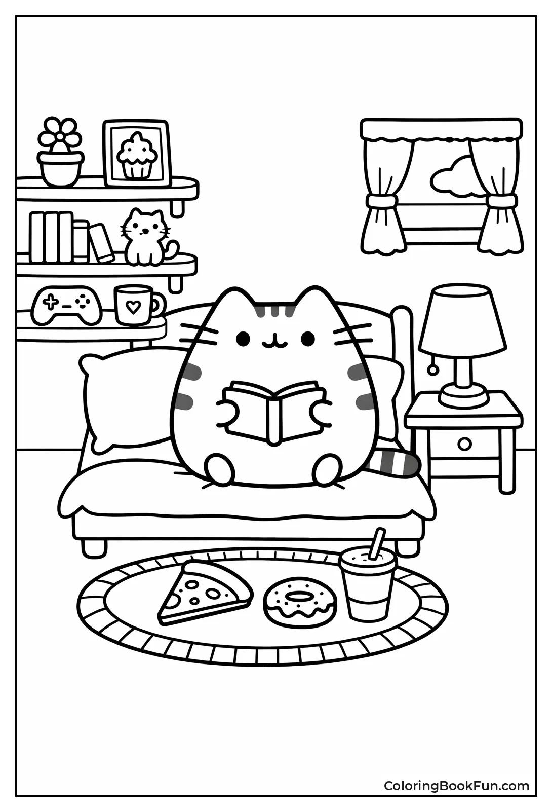 Pusheen in Cozy Bedroom