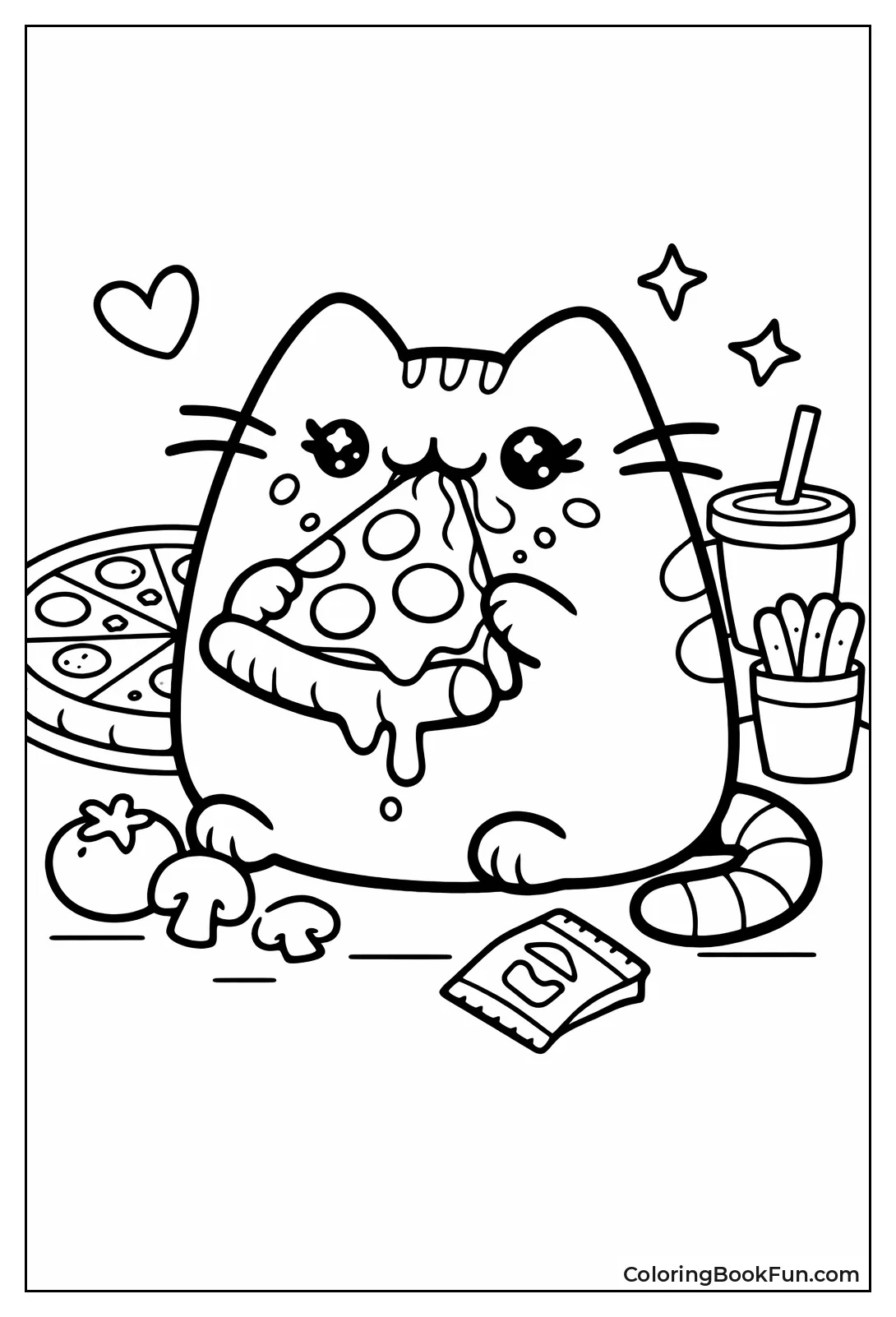Pusheen Munching Cheesy Pizza