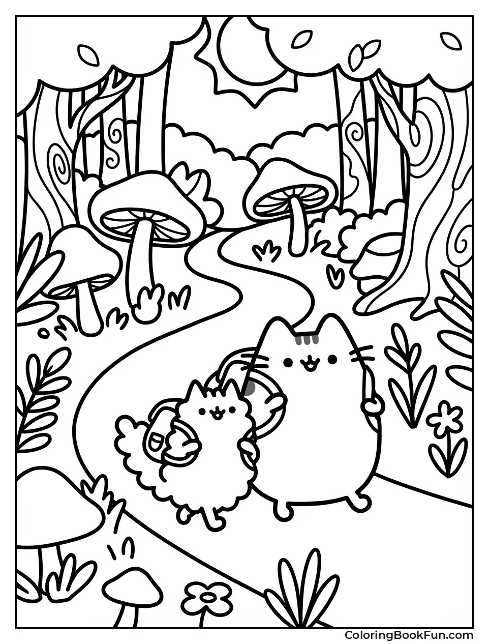 Pusheen Exploring Forest