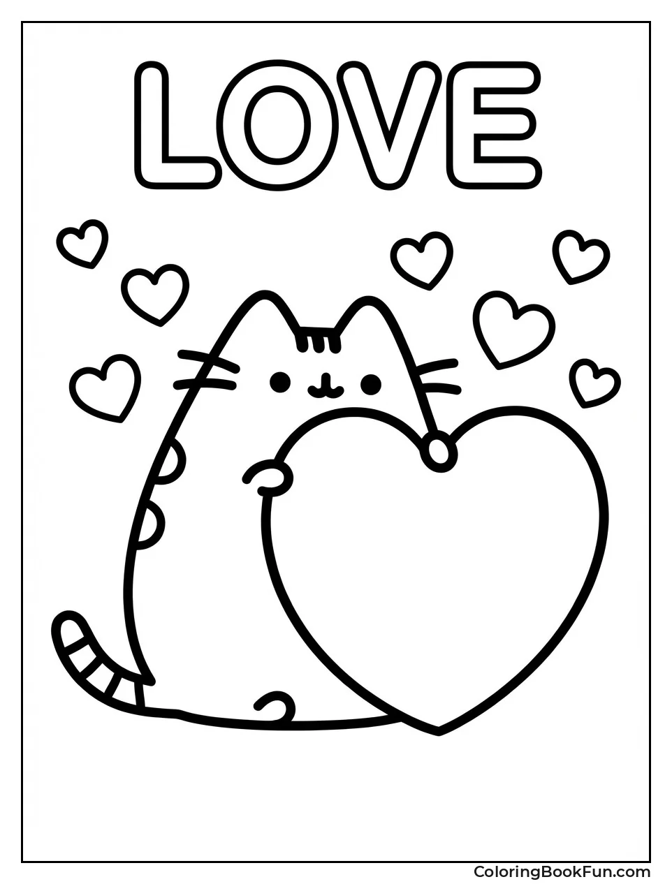 Pusheen Hugging Big Heart