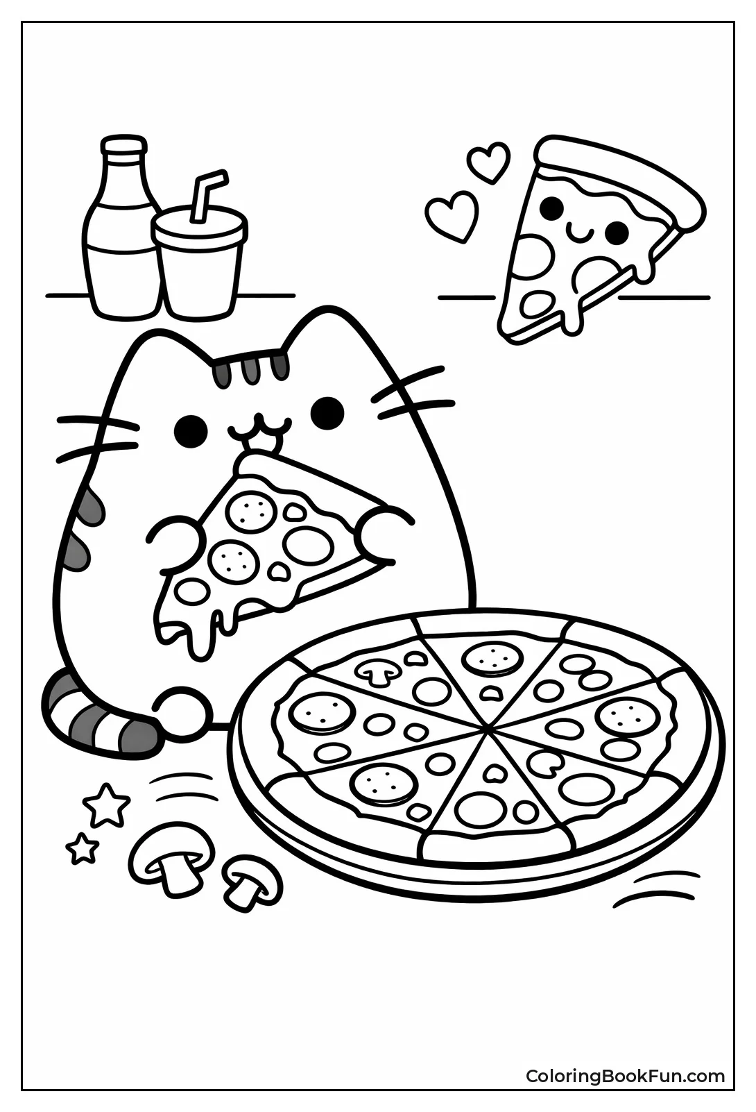 Pusheen Cat Poses with Pizza
