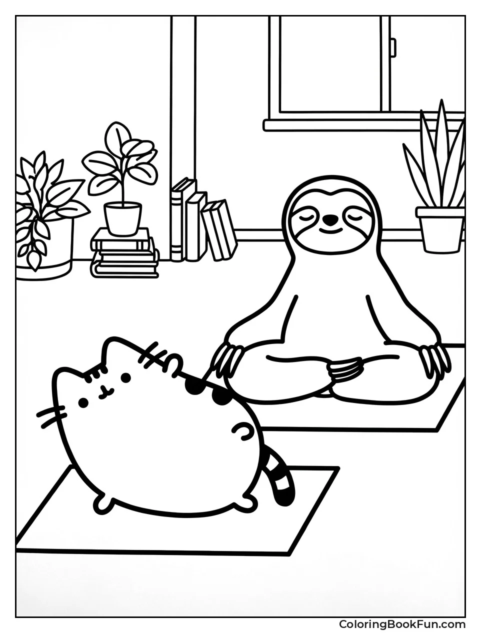 Pusheen Stretching in Yoga