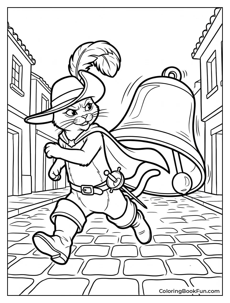 Puss Runs from Giant Bell