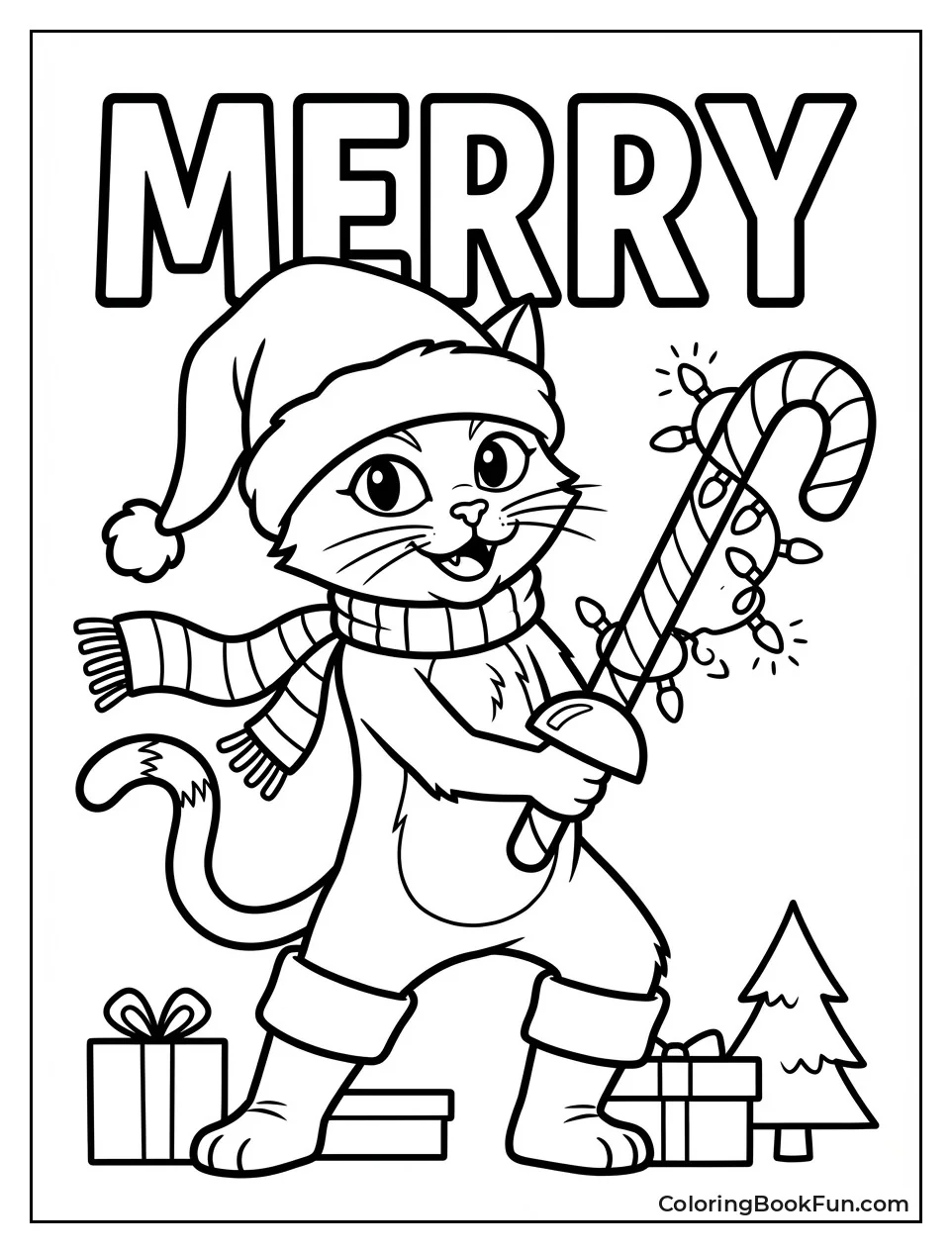 Festive Puss Holds Candy Sword