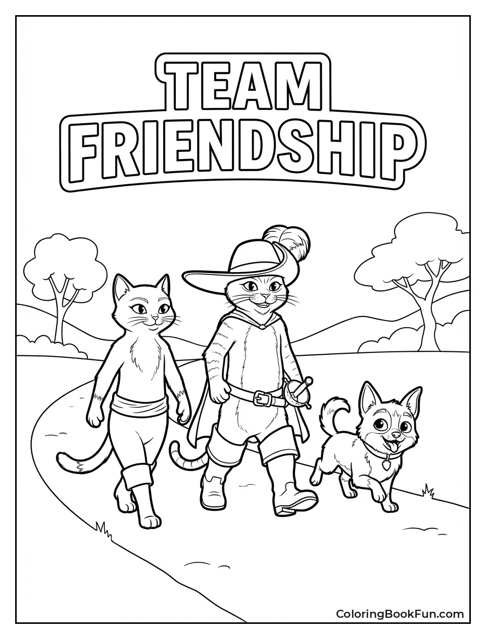 Puss Kitty Perrito Walk Together