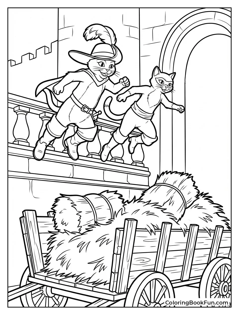 Puss Kitty Jump into Hay