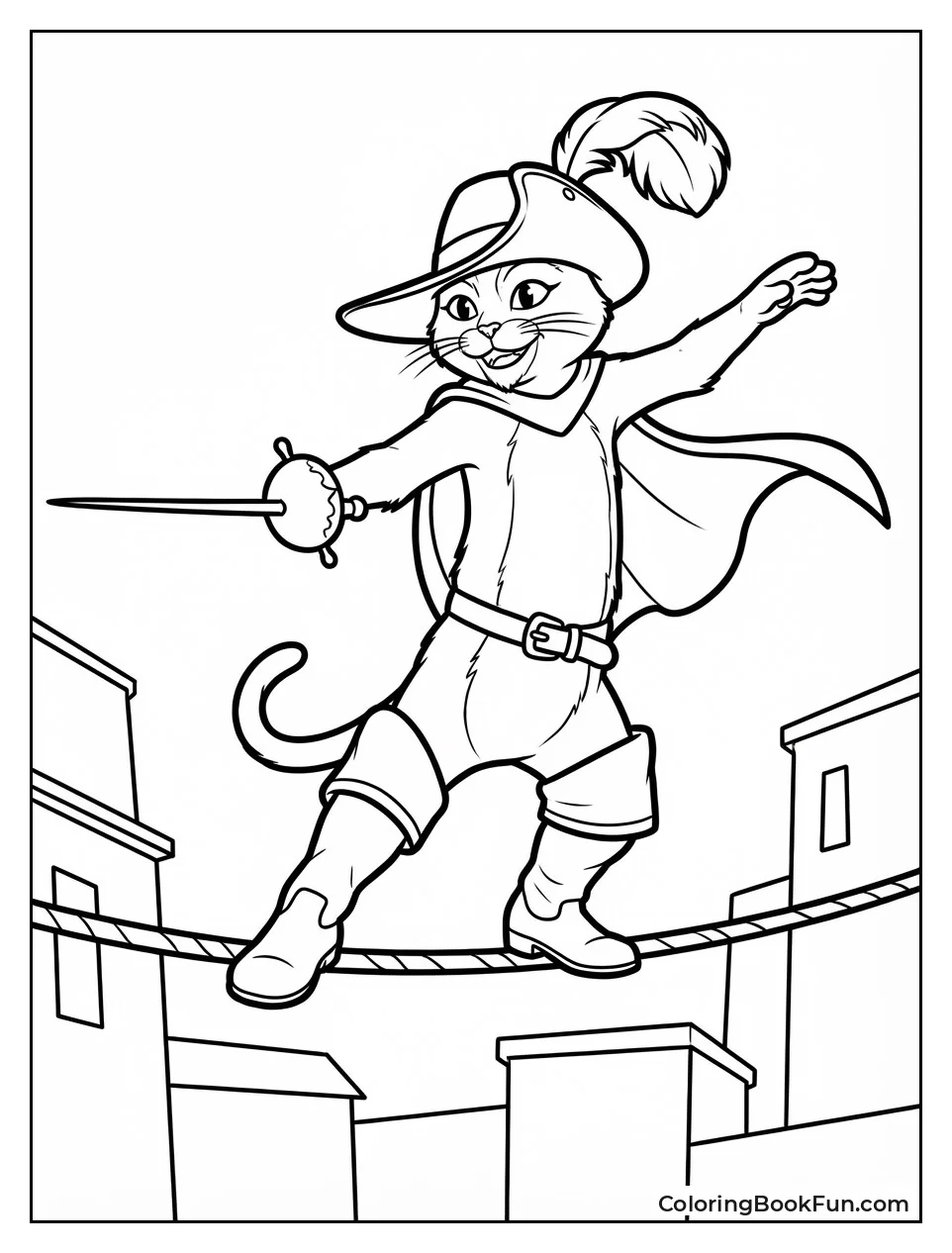 Puss Balances on Tightrope