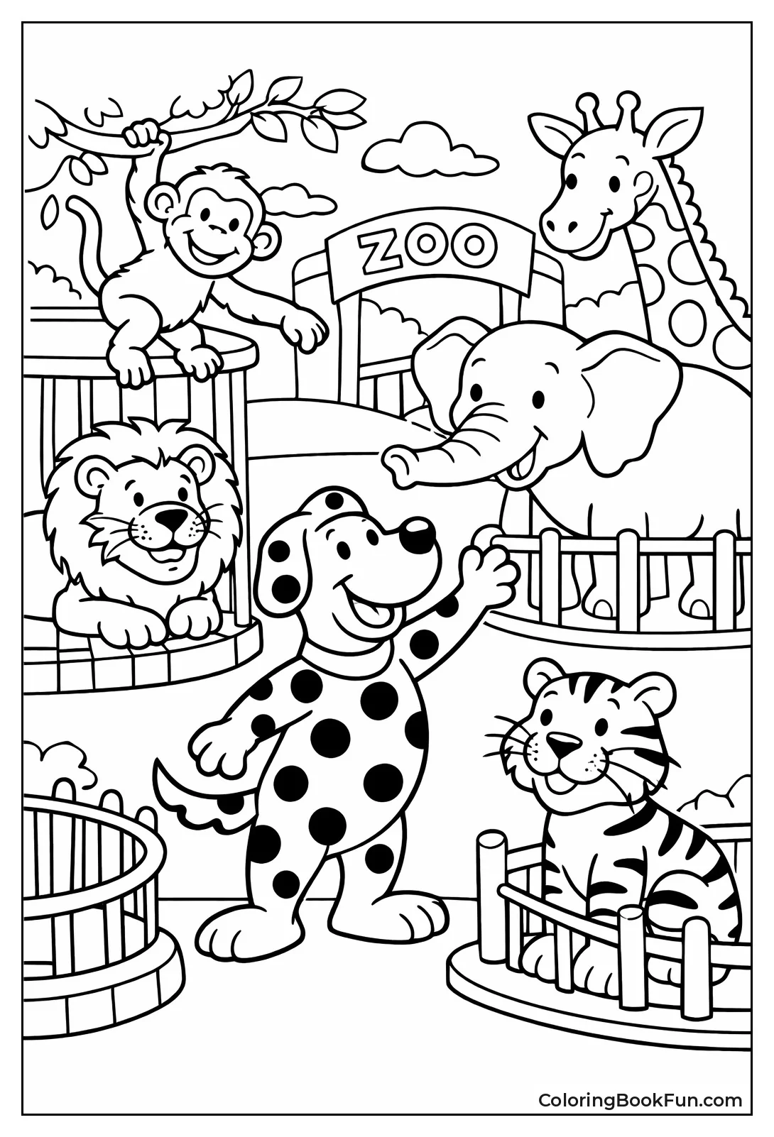 Dog Plays with Zoo Animals