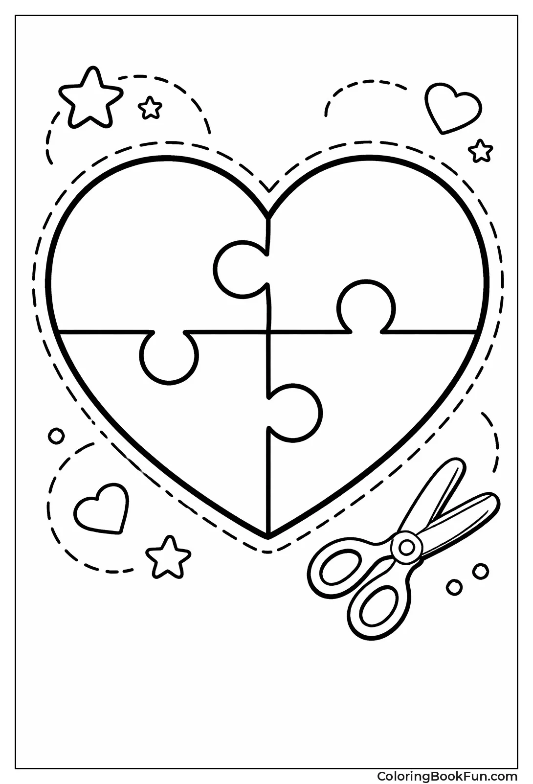 Four Puzzle Heart Pieces