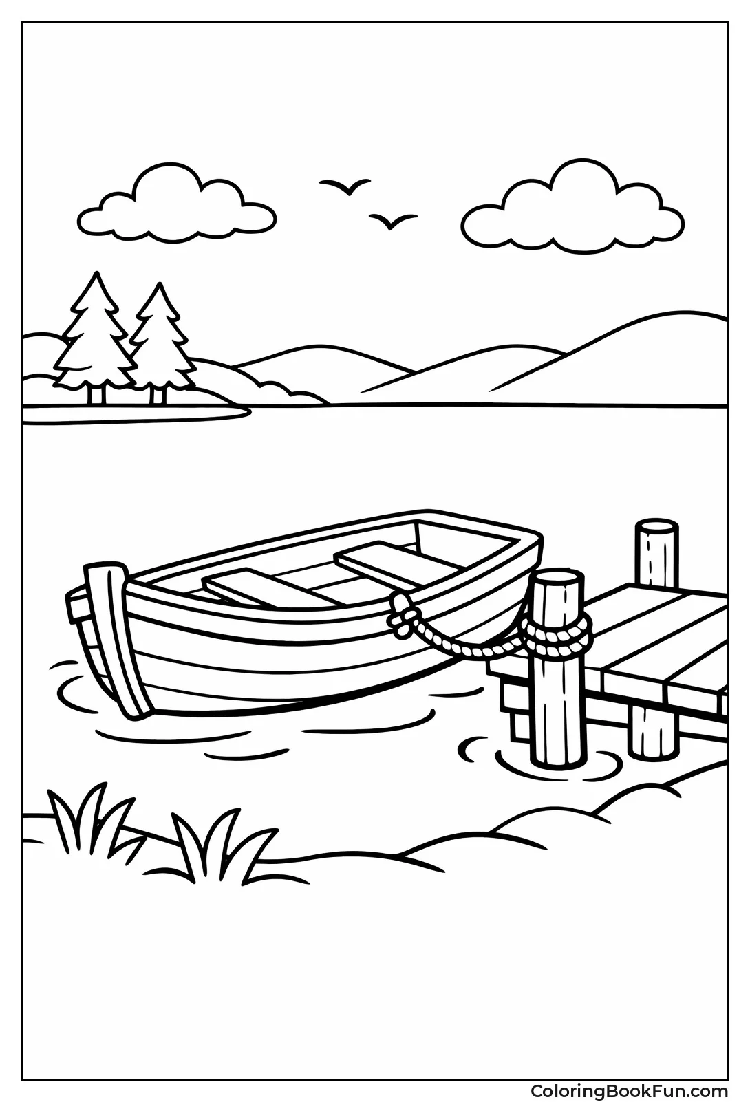 Rowboat Tied to Dock