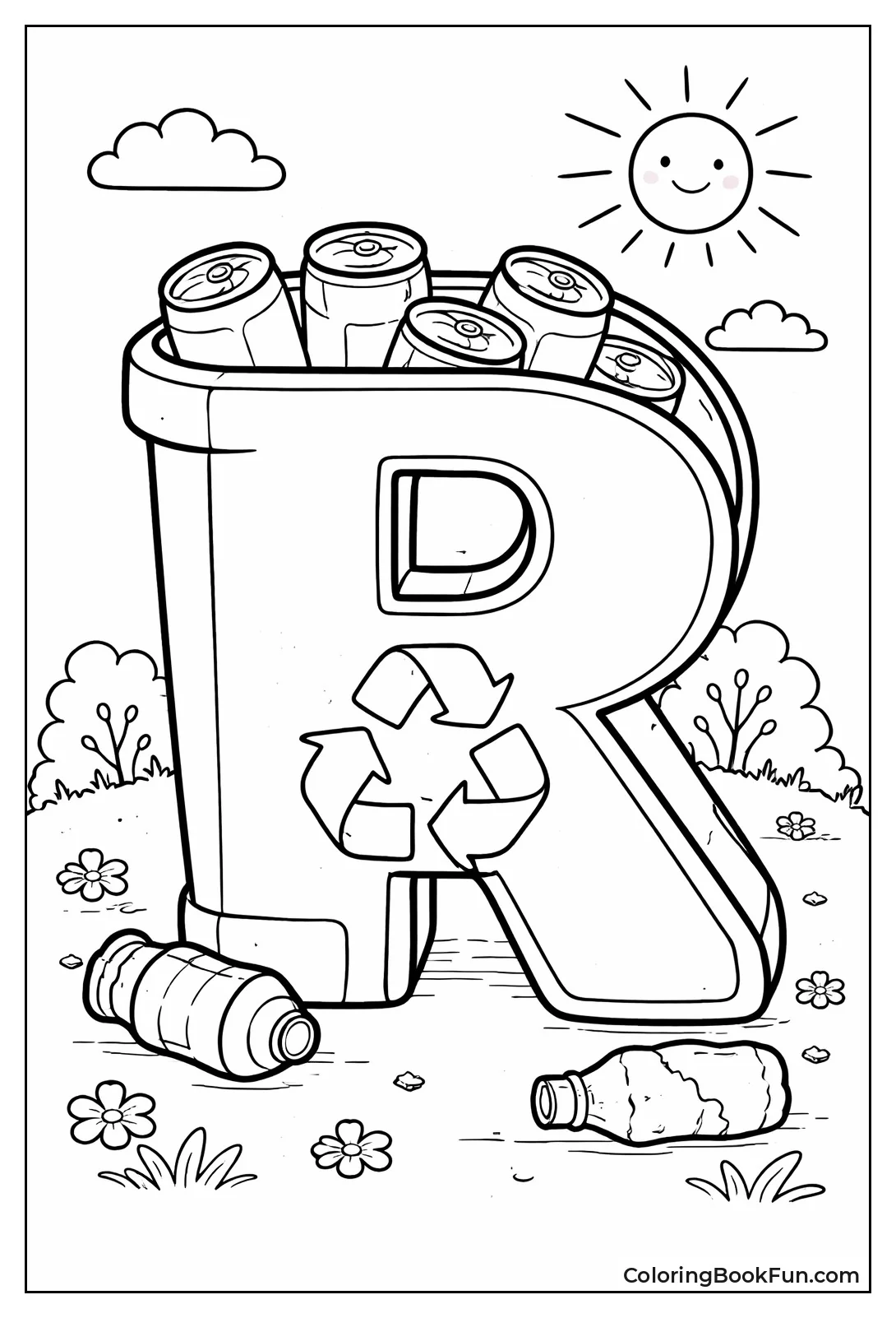 R Shaped like Recycling Bin