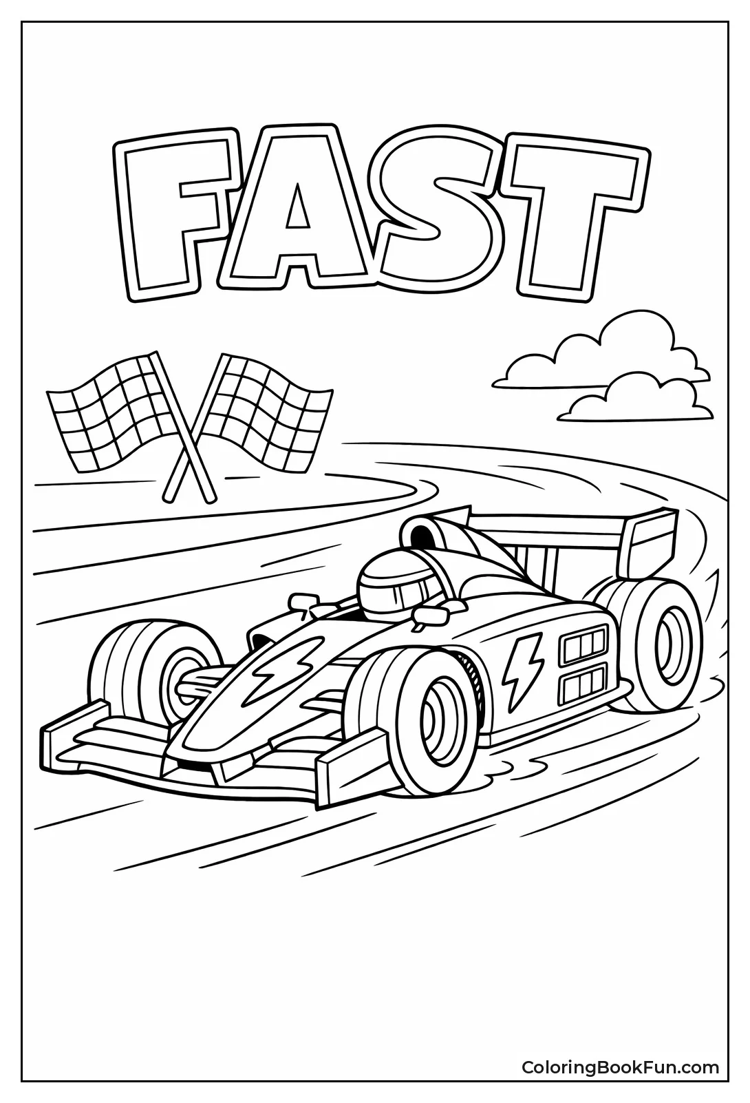 Electric Racecar with Lightning Bolts