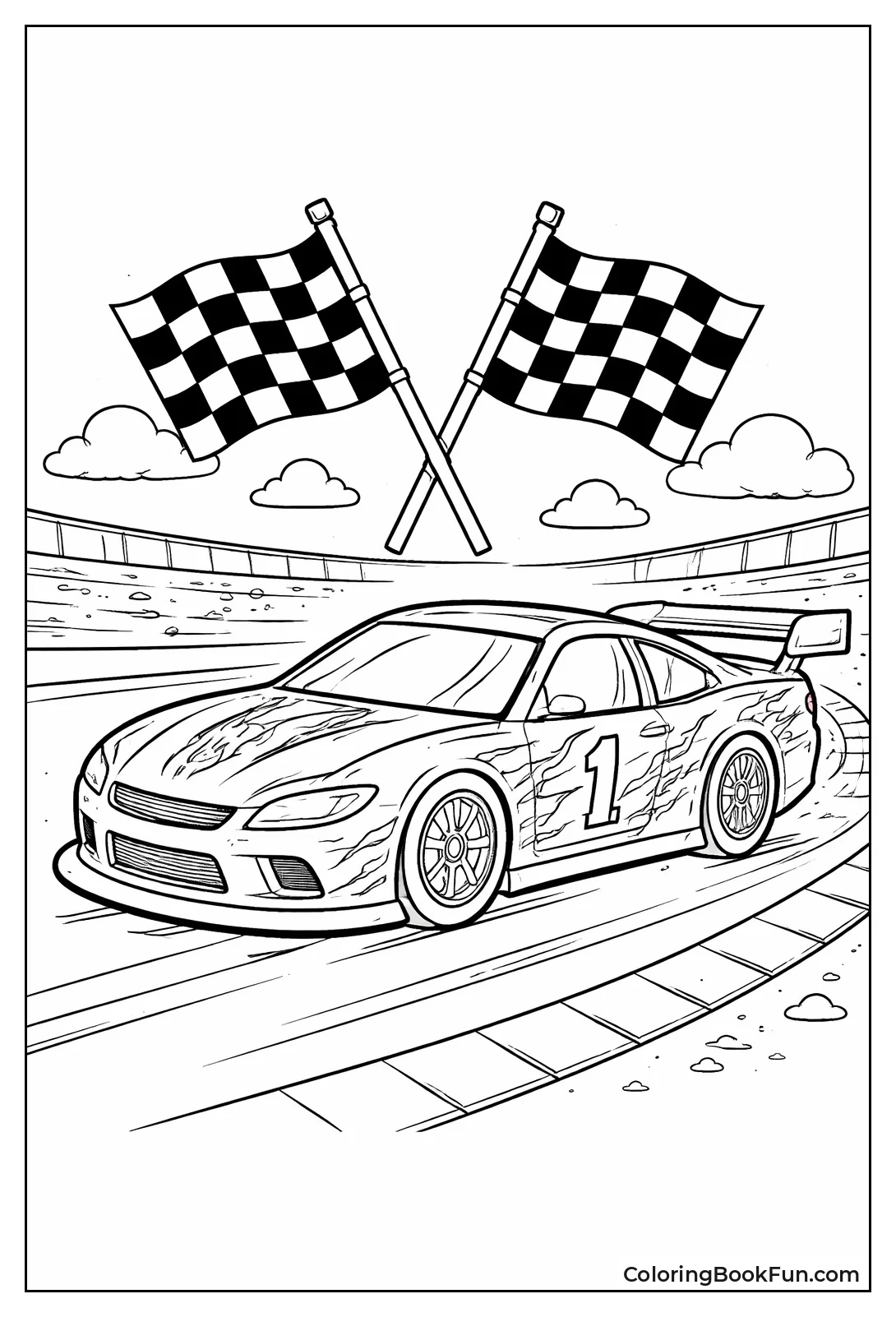 Racecar with Flame Decals