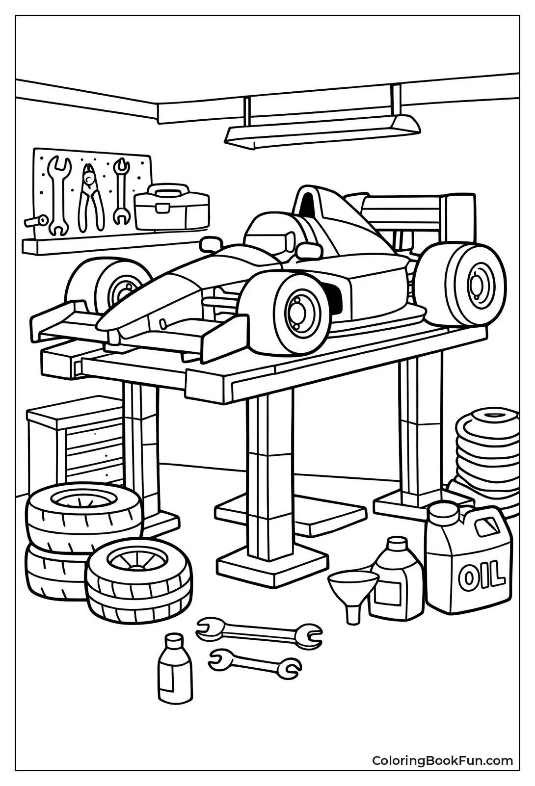 Racecar in Garage Tune Up