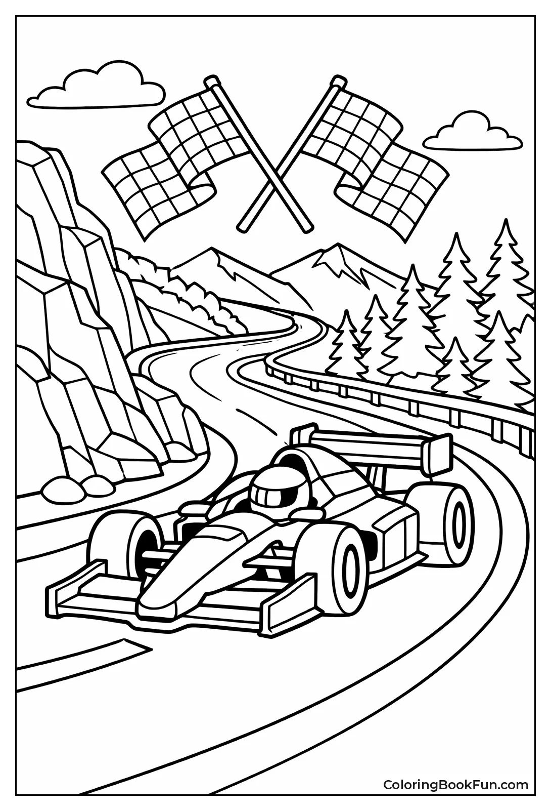 Racecar Climbing Mountain Road