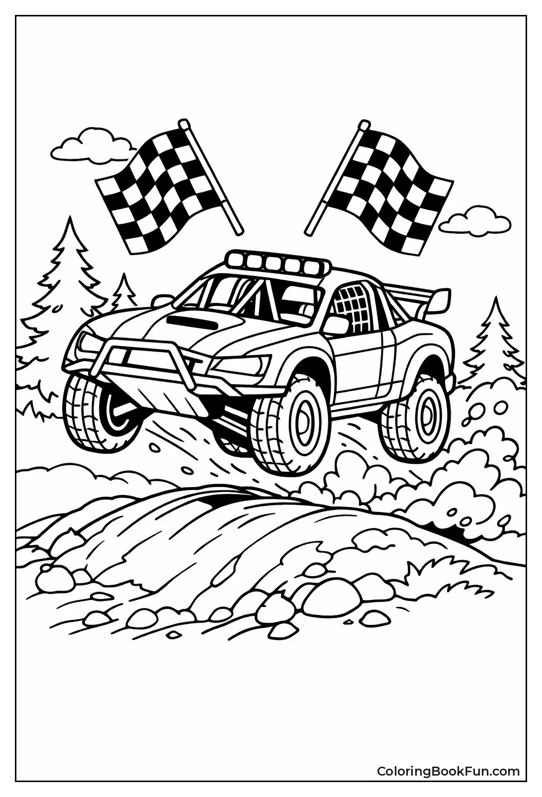 Rally Car Jumping Muddy Hill