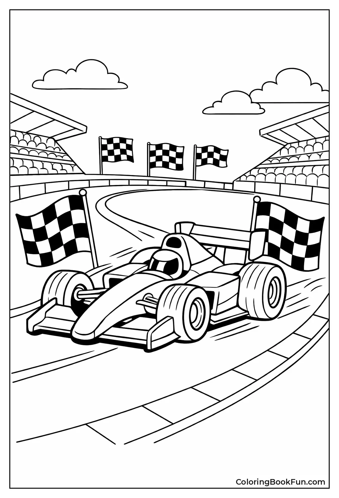 Racecar Speeding Curved Track