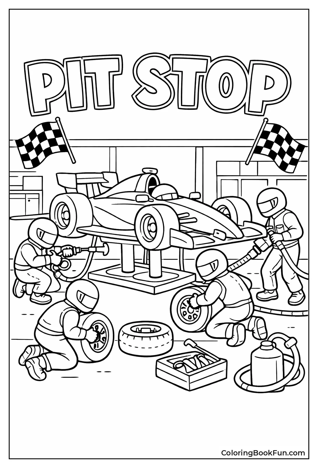 Pit Crew Changing Tires