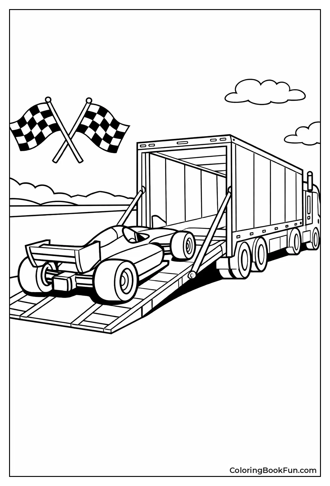 Truck Hauling Racecar Trailer