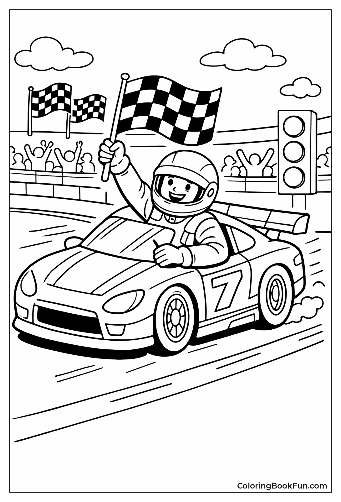 Driver Waving on Victory Lap