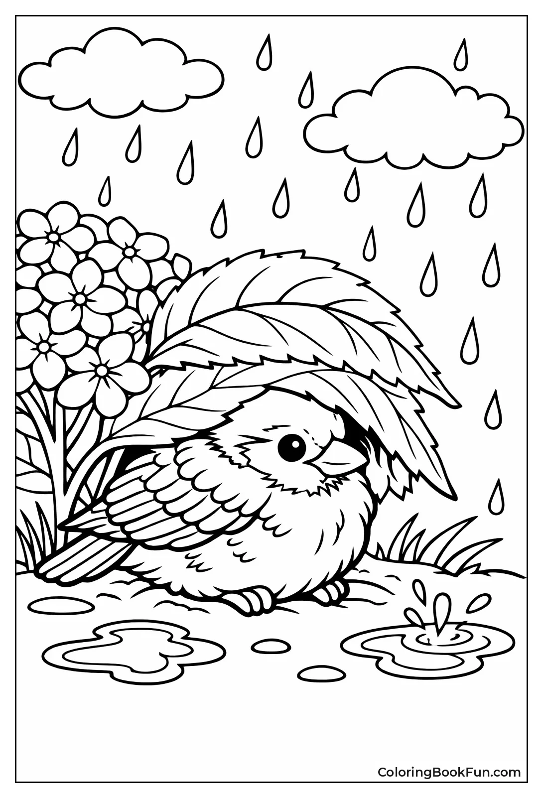 Bird Hides under Leaf