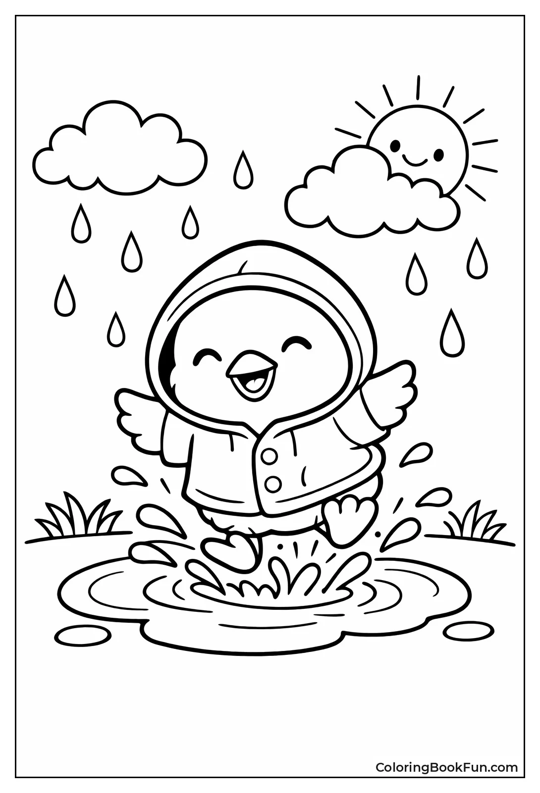 Chick Jumps in Puddle