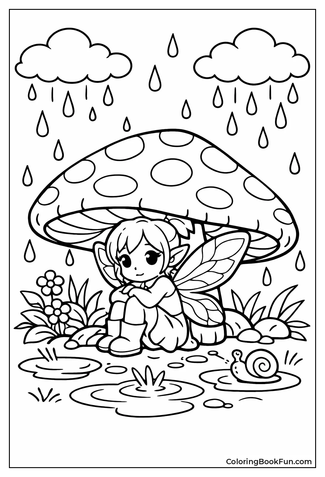 Fairy Hides under Mushroom