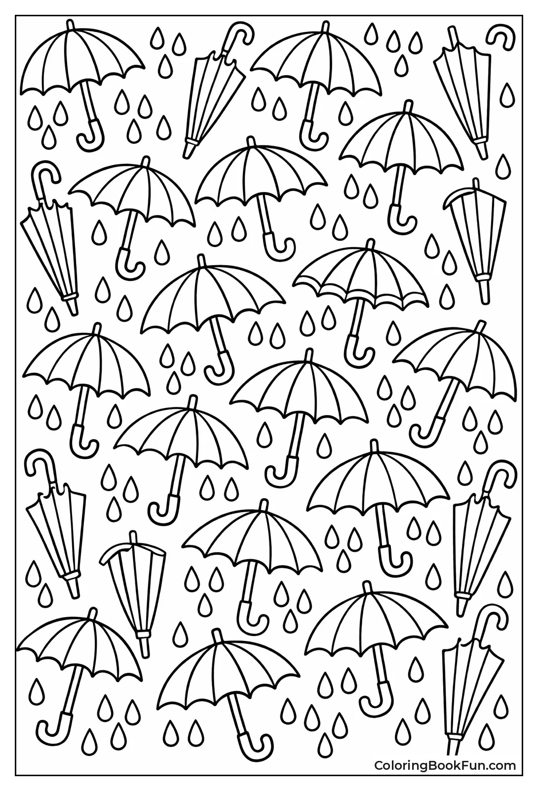 Patterned Umbrellas and Drops