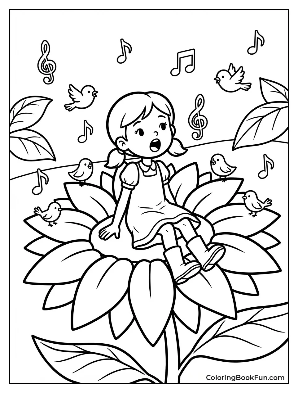 Canary Yellow Singing on Sunflower