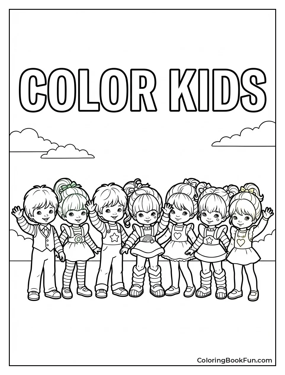 Color Kids Waving Together