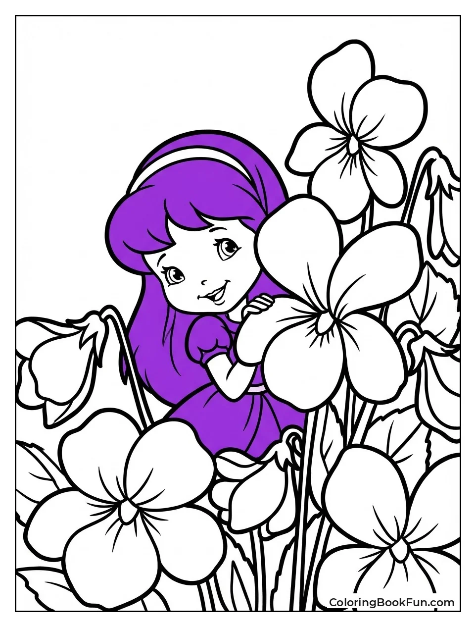 Shy Violet Peeking Behind Flowers