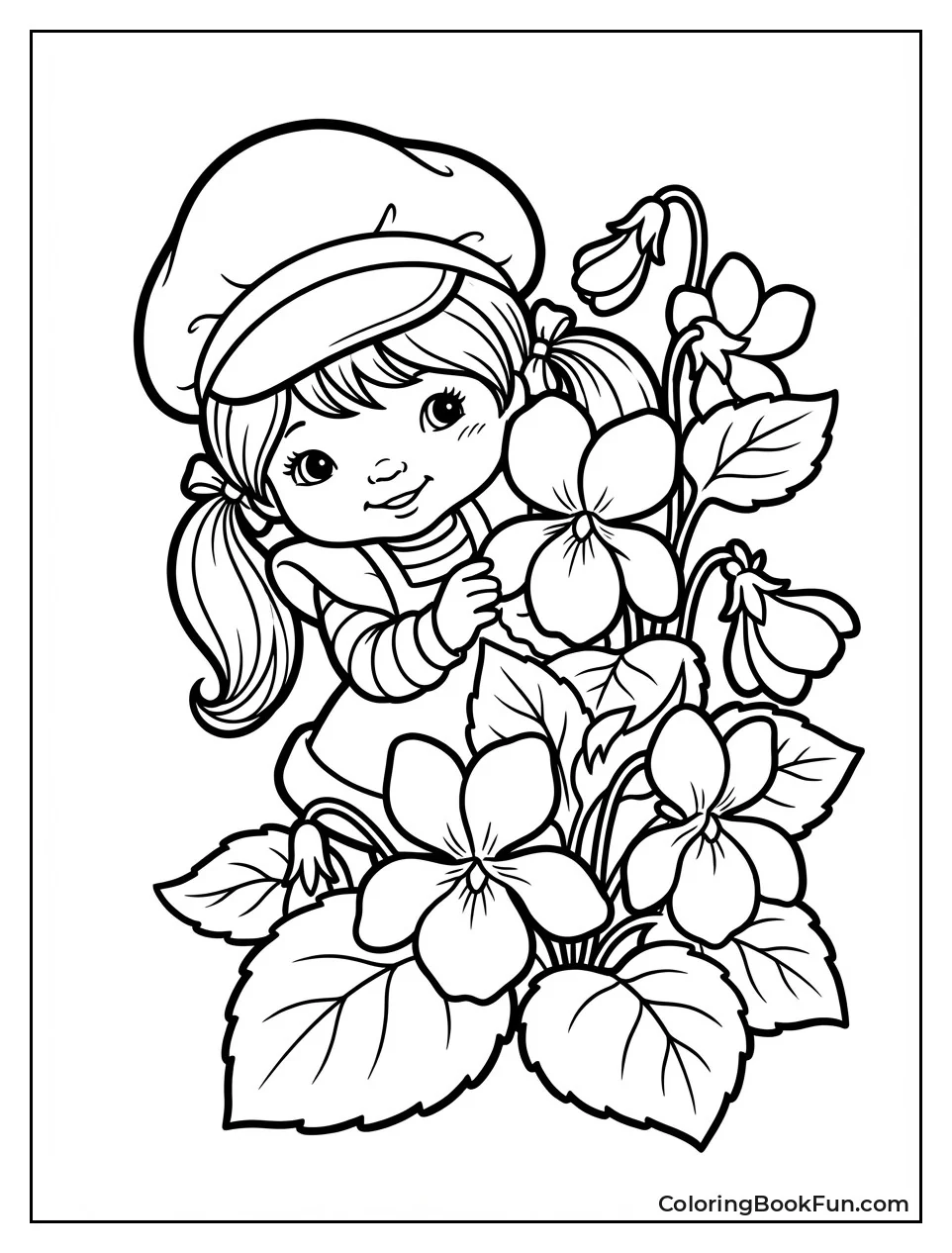 Shy Violet Peeking Behind Flowers